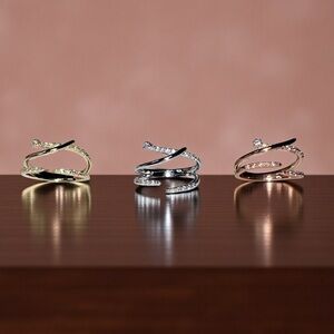 Elegant Spiral Rings with Cubic Zirconia